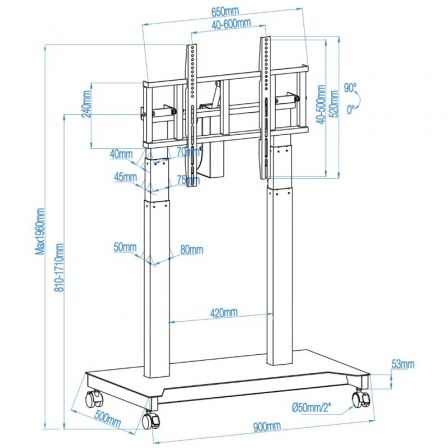 TooQ FSM03-B Soporte de Suelo Eléctrico con Ruedas para Pantallas 52-84 Pulgadas